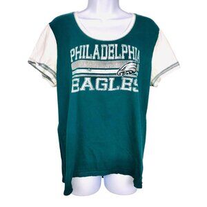 NFL Philadelphia Eagles Womens Top SZ XXL Green T-shirt Short Sleeve Scoop Neck